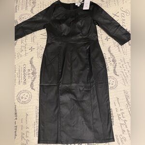 Unique Vintage Black Bat Motif Wiggle Dress